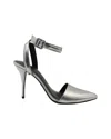Alexander Wang Ankle Strap Metallic Pumps In Silver Patent Leather In Silver
