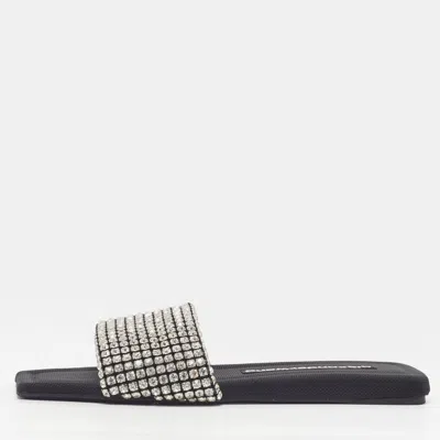 Pre-owned Alexander Wang Anya Size 37.5 Black Leather Flat Slides