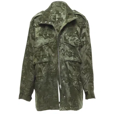 Alexander Wang Army Camouge Jacquard Military Coat In Green