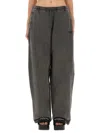 Alexander Wang Elastic Waistband Wide Leg Trousers In Gray