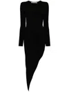 Alexander Wang Black Asymmetric Long-sleeve Bodycon Maxi Dress In Black