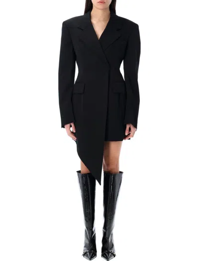 Alexander Wang Asymmetric Blazer Minidress With Tailored Silhouette In Black