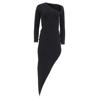 Alexander Wang Asymmetric Bodycon Midi Dress In Black Viscose
