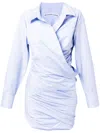 Alexander Wang Asymmetric Cotton Shirtdress In Blue