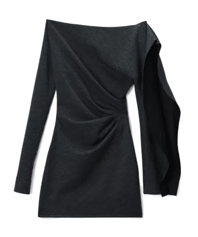Alexander Wang Asymmetric Drape Long Sleeve Mini Dress In Multi
