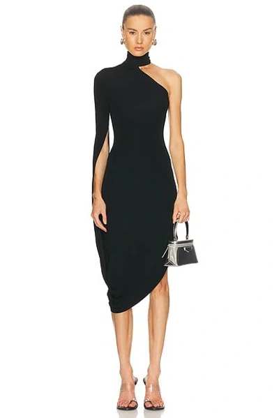 Alexander Wang Draped Midi Dress In Crepe Jersey In Black