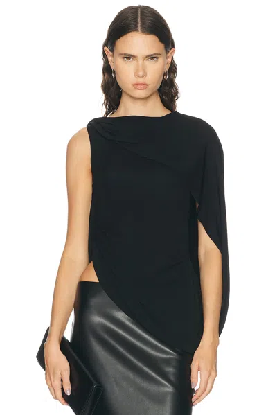 Alexander Wang Asymmetric Draped Twisted Top In Black