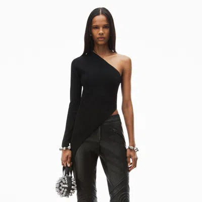 Alexander Wang Asymmetric Long-sleeve Top In Black