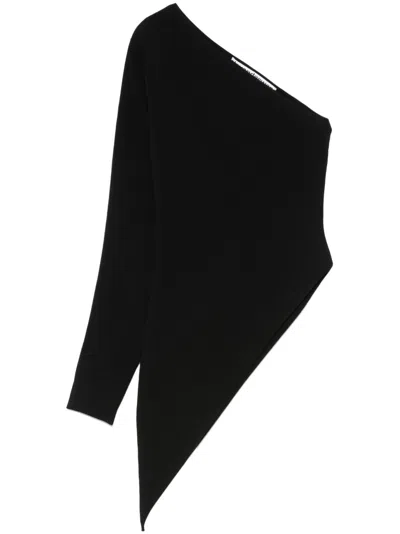 Alexander Wang Black Asymmetric Long-sleeve Top