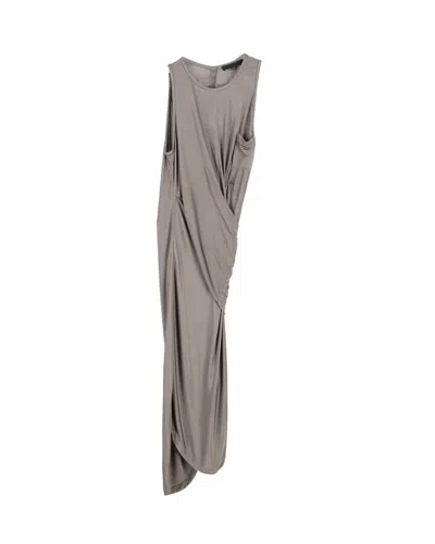 Alexander Wang Asymmetric Midi Dress In Green Silk In Gray
