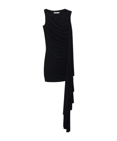 Alexander Wang Asymmetric Ruched Mini Dress In Black