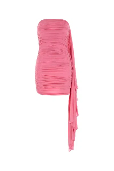 Alexander Wang Asymmetric Ruched Strapless Mini Dress In Pink