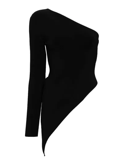 Alexander Wang Black Asymmetric Long-sleeve Top