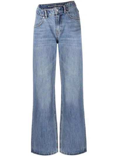 Alexander Wang Asymmetrical Waistband Slouchy Jeans In Blue