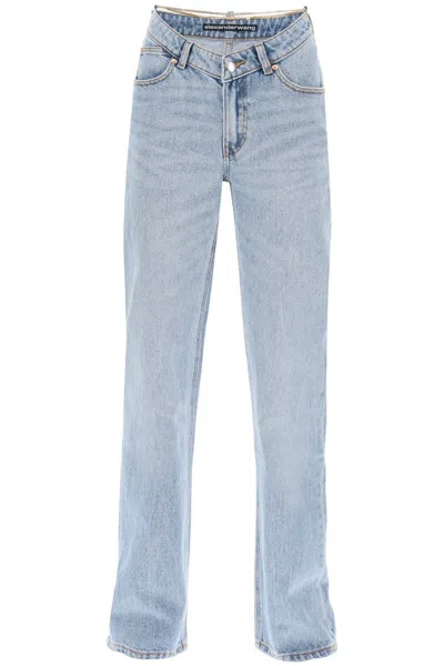 ALEXANDER WANG ALEXANDER WANG ASYMMETRIC WAIST JEANS WITH CHAIN DETAIL.