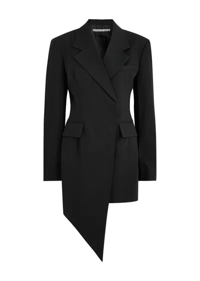 Alexander Wang Asymmetric Blazer Wool-twill Mini Dress In Black
