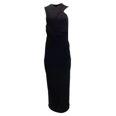 Alexander Wang Asymmetrical Draped Cutout Back Dress In Black Acetate