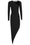 Alexander Wang Black Asymmetric Long-sleeve Bodycon Maxi Dress In Black