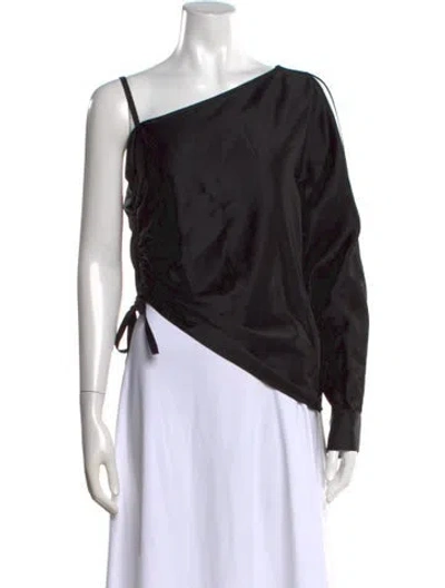 Pre-owned Alexander Wang Asymmetrical Long Sleeve Top In Black