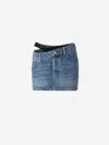 Alexander Wang Dip Side Lace Undie Mini Skirt In Multi