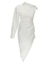 Alexander Wang Draped One Shoulder Shirt Dress In White