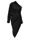 Alexander Wang Asymmetrical Ruched Poplin Dress In Black