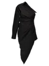 Alexander Wang Asymmetrical Ruched Poplin Dress In Black