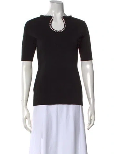 Pre-owned Alexander Wang Asymmetrical Short Sleeve Top In Black