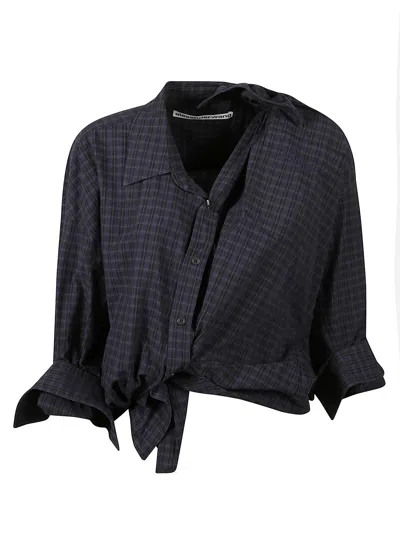 ALEXANDER WANG ASYMMETRICAL STRIPED BUTTON-UP SHIRT