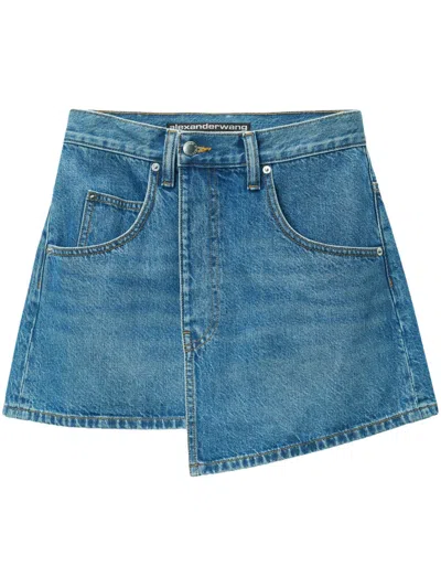 Alexander Wang Asymmetrical Wrap Skirt With Five-pocket Design In Blue