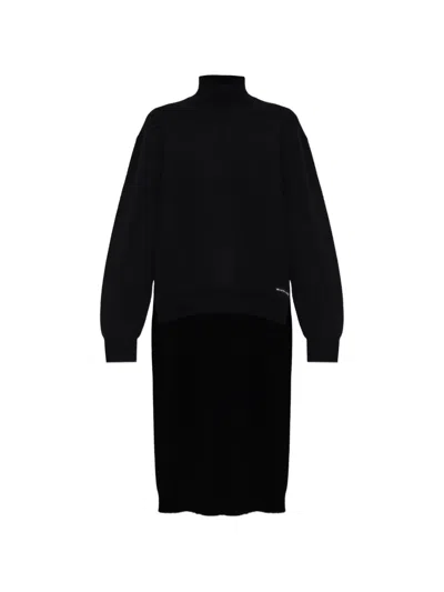 Alexander Wang Asymmetric-cut Logo-patch Sweater In Black
