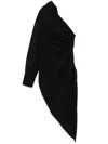 Alexander Wang Asymmetrical Ruched Shirt Dress With Pointed Hem In 001 - Black