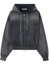Alexander Wang Cropped Hoodie With Crystals In Schwarz
