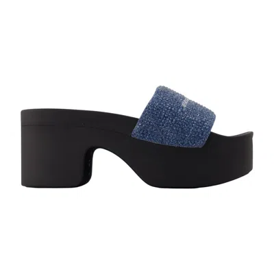 Alexander Wang Aw Denim Hotfix Platform Sandals -  - Cotton - Blue In Black