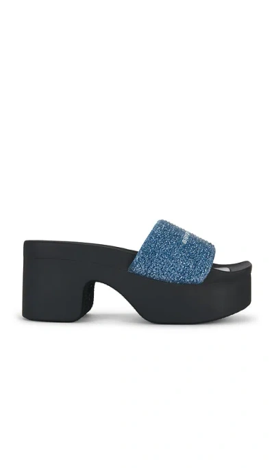 Alexander Wang Aw Denim Hotfix Platform Slide Indigo In Blue