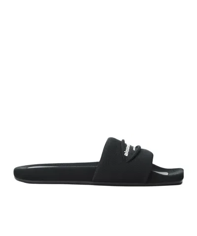 Alexander Wang Aw Slash Knitted Pool Slides In Black