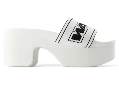 Pre-owned Alexander Wang Aw Webbing Platform Slide Black (women's) Sneakers In White