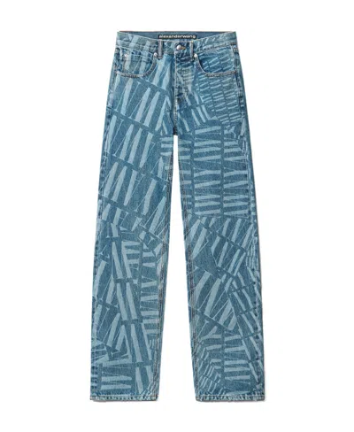 Alexander Wang Awny Logo-print Straight-leg Jeans In Blue