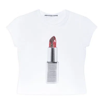 Alexander Wang Baby Tee W/ Lipstick Graphic White