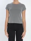 Alexander Wang Baby Tee With Hotfix Graphic In Gray
