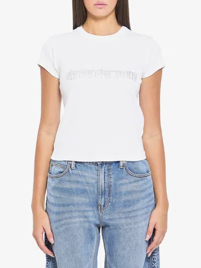 Alexander Wang Baby Tee With Hotfix Graphic In White