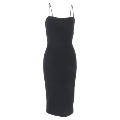 Alexander Wang Back Cutout Sleeveless Midi Fitted Dress In Black Modal