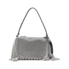 Alexander Wang Leather Fabric Divina Shoulder Bag Draped Mesh In Silver