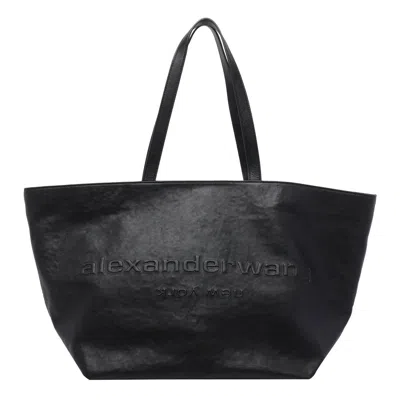 Alexander Wang Punch Tote Bag In Crackle Patent Leather In Black