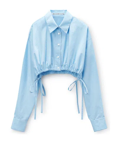 Alexander Wang Balenciaga Cropped Drawstring Shirt In Blue