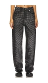 Alexander Wang Balloon Jean All Over Distressed Crystal In Black