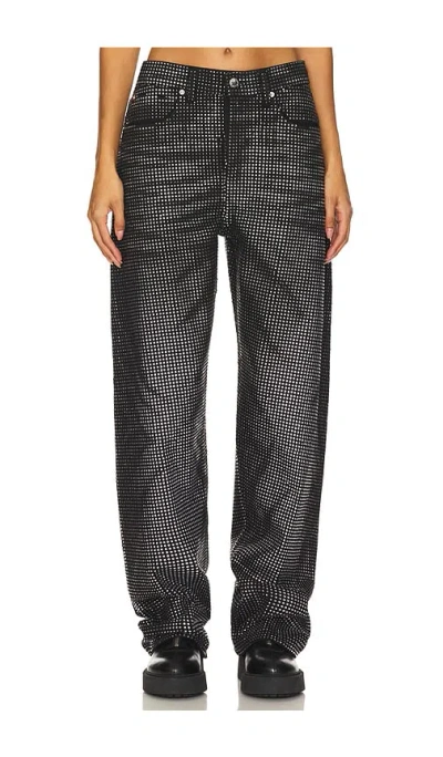 Alexander Wang Balloon Jean All Over Distressed Crystal In Black