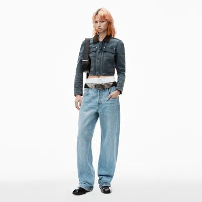 Alexander Wang Balloon Jean With Pre-styled Boxer In Vintage Faded Indigo