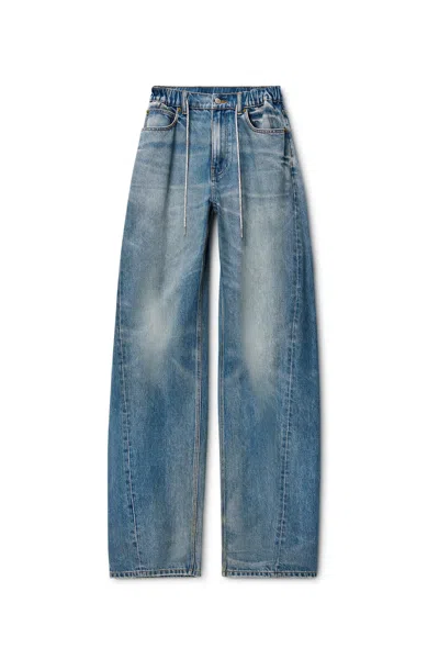 Alexander Wang Balloon Jogger W/ Crystal Drawcord Tinted Medium Indigo In Blue