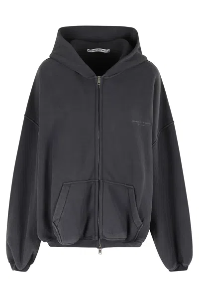 Alexander Wang Balloon Silhouette Zip-up Hoodie In Gray